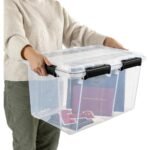 Sterilite 16-Pack 54 Qt Gasket Box, Clear Stackable Storage Bins with Black Latching Lids, Dust- and Water-Resistant for Home Organization - Image 2