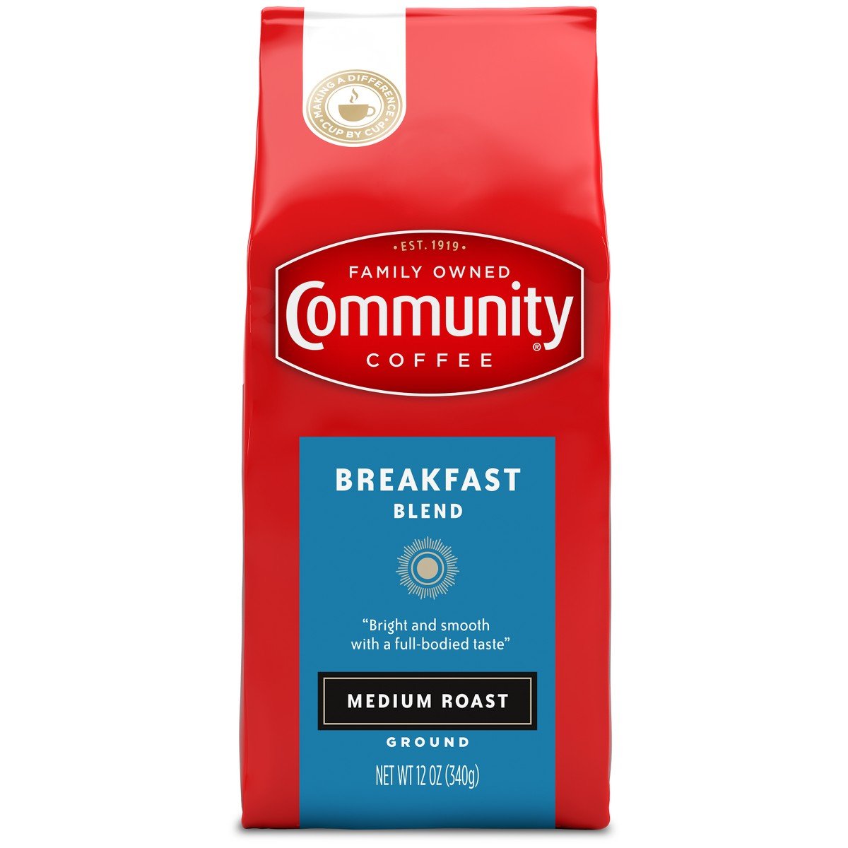 GUEST_4e3c645a-0dfa-4197-9a63-bf0304a51e75.jpg Community Coffee Breakfast Blend Medium Roast Ground Coffee - 12oz: Arabica Beans, Hazelnut, Honey - Image 1