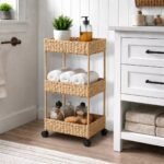 Casafield 3-Tier Rolling Cart - Natural, Water Hyacinth Nursery Caddy, Utility Cart, Storage Organization for Bathroom, Craft Room, Laundry Room - Image 3