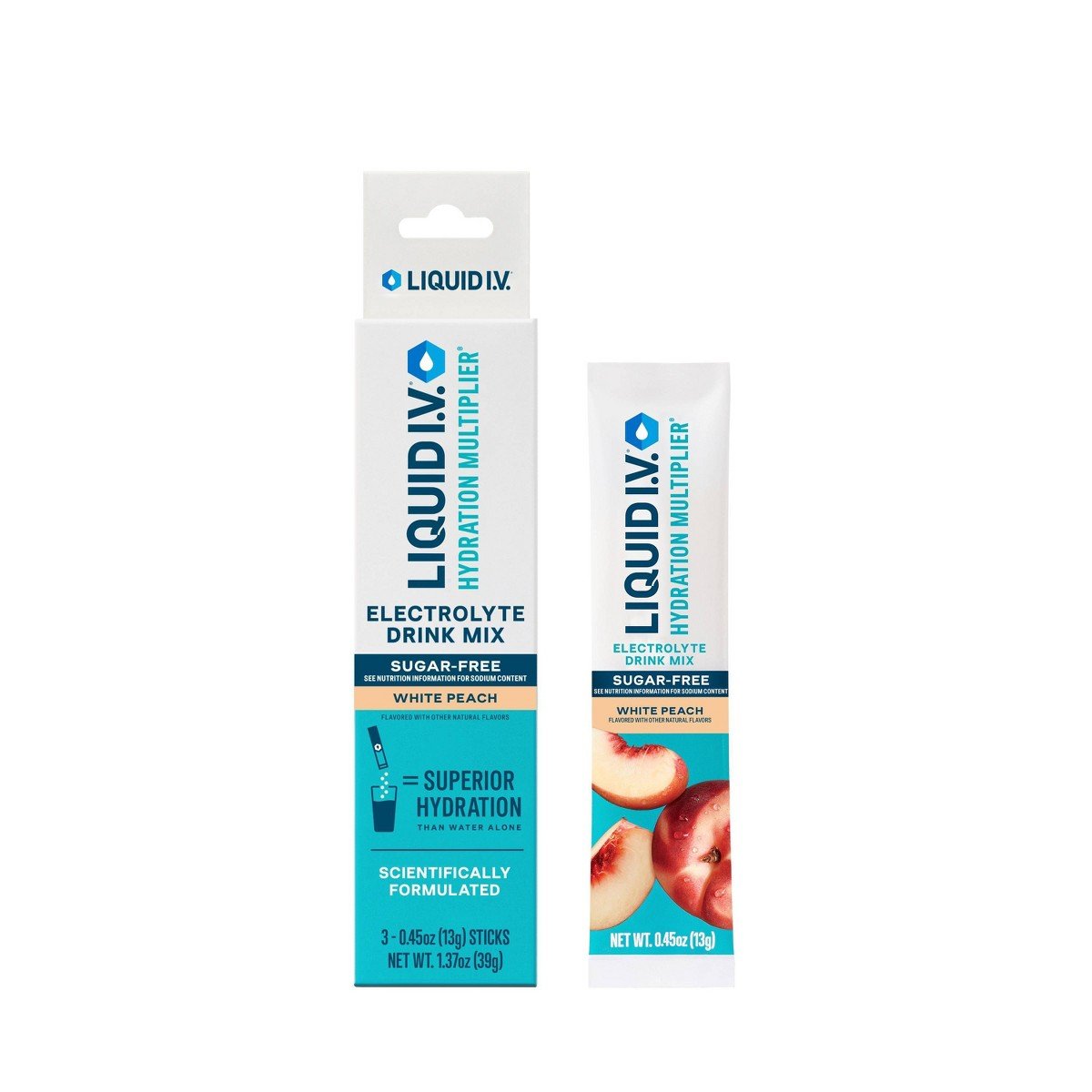 GUEST_4f086425-8449-499f-80b5-025b92a4f0ba.jpg Liquid I.V. Sugar Free Energy and Sports Drink - White Peach - 0.45oz/3ct - Image 1