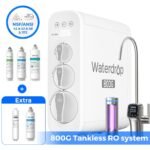 Waterdrop G3P800 Reverse Osmosis System, 800GPD,Tankless Under Sink with LED Purifier,Extra N1CF and Remineralization Independent Filters