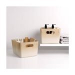 Isaac Jacobs 2pk 7"x8.11" Decorative Storage Ombre Bin Tan