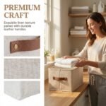 REGALWOVEN Storage Cube, Fabric Storage Bin with Handles for Shelves Closet, Collapsible Storage Basket for Organizing Clothes Beige 12.2*5.9*5.9in - Image 5