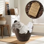 Casafield Large Boat Basket with Handles - Espresso, Water Hyacinth Woven Storage Tote for Blankets, Laundry, Bathroom, Bedroom, Living Room - Image 2