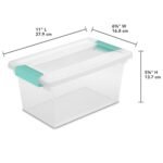 Sterilite Medium Clip Box, Stackable Small Storage Bin with Latching Lid, Plastic Container to Organize Office, Crafts, Clear Base and Lid, 8-Pack - Image 4