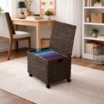 Casafield Rolling Filing Cabinet, Espresso Dark Brown - Water Hyacinth Hanging File Folder Organizer on Wheels, Home Office Storage - Image 2