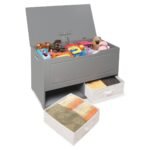 Badger Basket Up and Down Toy Storage Box Bench with Two Baskets Gray - Image 3