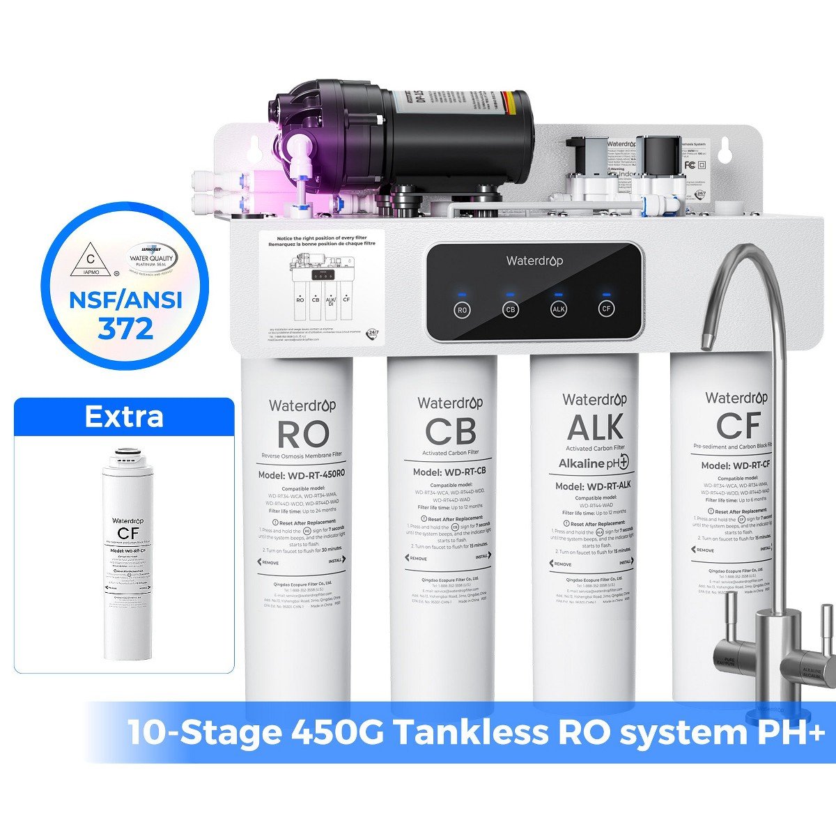 GUEST_531609a2-cf2a-494a-9d6c-240f3edebe5b.jpg Waterdrop - WD-T4-A Alkaline pH+ Reverse Osmosis Water Filter, extra RT-CF Filter - White - Image 1