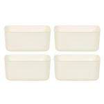 IRIS 4pk Small Storage Organizer Basket Off-White: Plastic Nesting Bins for Cube Systems, Portable - Image 4