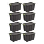 Sterilite 30 Gal Latching Tuff1 Stackable Storage Tote Bin w/ Latch Lid, 8 Pack
