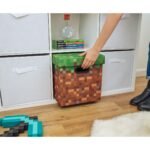 Ukonic Minecraft Grassy Block Fabric Storage Bin Cube Organizer with Lid | 13 Inches - Image 5