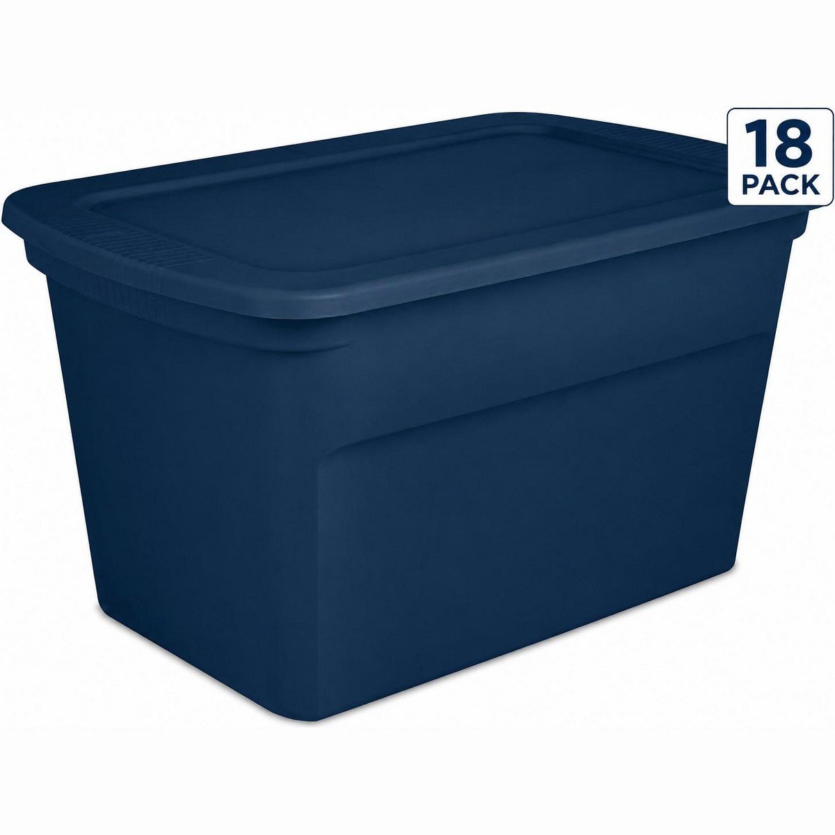GUEST_53d3161b-cba6-4b06-928d-c1bb9e5d3c46.jpg Sterilite 30 Gallon Tote, 18-Pack Stackable Plastic Storage Bins with Snap Lids and In-Molded Handles, Marine Blue for Home Storage - Image 1