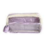 Alilang Large Capacity Clear Pencil Case Double Compartment Zipper Pouch with Handle, Purple