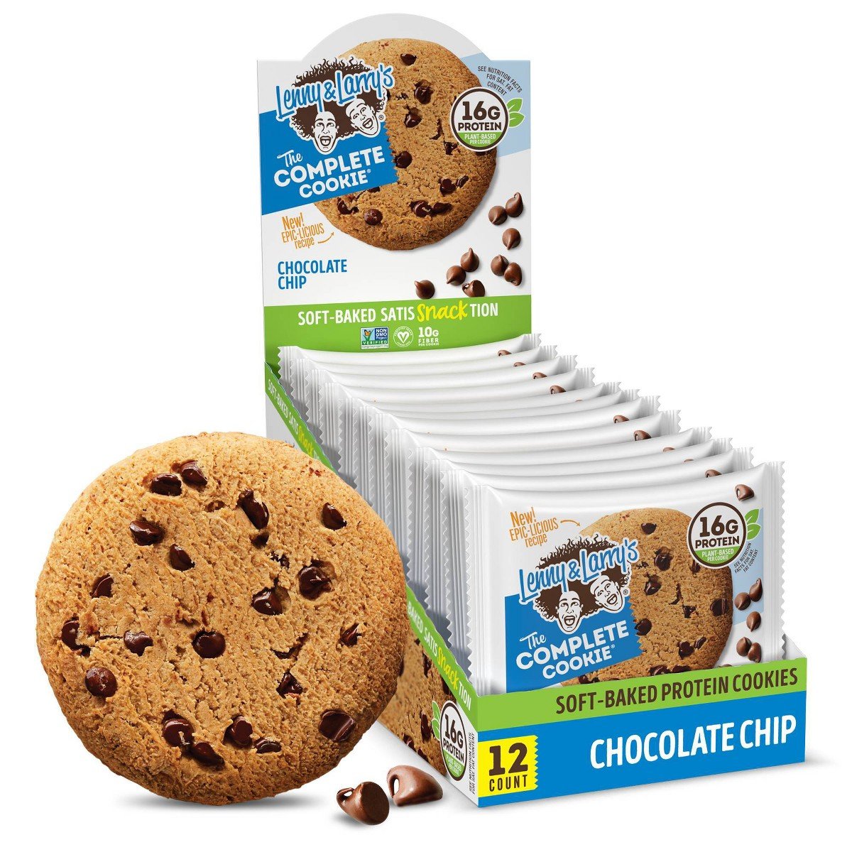 GUEST_5590770b-5110-4b5b-96de-126bfd87150e.jpg Lenny & Larry's Chewy Soft Baked Vegan Non-GMO, High Fiber Protein Cookie - Chocolate Chip - Plant Protein - 16g Protein - 4oz/12pk - Image 1