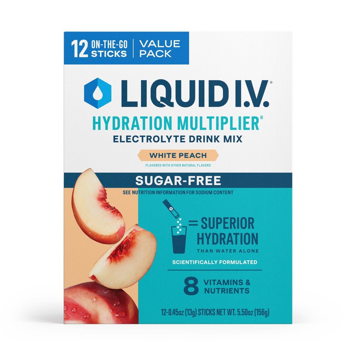 GUEST_572f87b1-718f-47aa-9ddc-f6cbc5adcdc6.jpg Liquid I.V. Sugar Free Hydration Multiplier Powder Electrolyte Drink Mix - White Peach - 0.45oz/12ct - Image 1