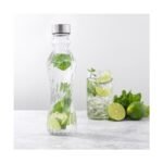 JoyJolt Spring Glass Fluted Water Bottles with Stainless Steel Cap - 16 oz Glass Juice Bottles - Set of 6 - Image 2