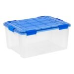 IRIS 60qt WeatherPro Clear Plastic Storage Bin: Stackable, Air Tight, Moisture-Resistant with Latches