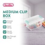 Sterilite Medium Clip Box, Stackable Small Storage Bin with Latching Lid, Plastic Container to Organize Office, Crafts, Clear Base and Lid, 8-Pack - Image 3
