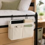 Alilang Hanging Bedside Storage Caddy with Hooks and Multiple Pockets Bed Rail Organizer - Beige - Image 2