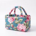 Alilang Quilted Floral Storage Basket with Handles - Teal
