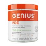The Genius Brand Pre Workout Powder - Pre-Workout & Caffeine-Free Nitric Oxide Booster Supplement, Sour Apple - 10.4 Oz, 20 Servings