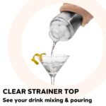 Oggi 17oz Groove Cocktail Shaker Stainless Steel: Silver, Hand Wash, 9" Height, 17oz Capacity, Plastic & Stainless Steel - Image 4