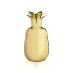 Viski Pacific Pineapple Stainless Steel Cocktail Shaker with Built-In Strainer and Cap for Tropical Cocktails, Home Bar Gifts for Women, 17 oz, Gold