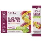 VINIA Blood Flow Electrolyte Drink Mix, Lemon Lime Flavor, Red Grape Piceid Resveratrol Powder, Hydration Support, 30 Stickpacks
