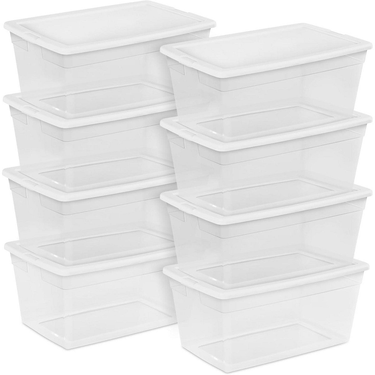 GUEST_5da17b02-a159-48fa-a89e-771aca2b4c71.jpg Sterilite 90 Quart Storage Box, 8 Pack, Clear Plastic Stackable Storage Bins with Snap-On Lids for Home, Closet and Office Organization - Image 1
