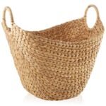 Casafield Large Boat Basket with Handles - Espresso, Water Hyacinth Woven Storage Tote for Blankets, Laundry, Bathroom, Bedroom, Living Room - Image 6