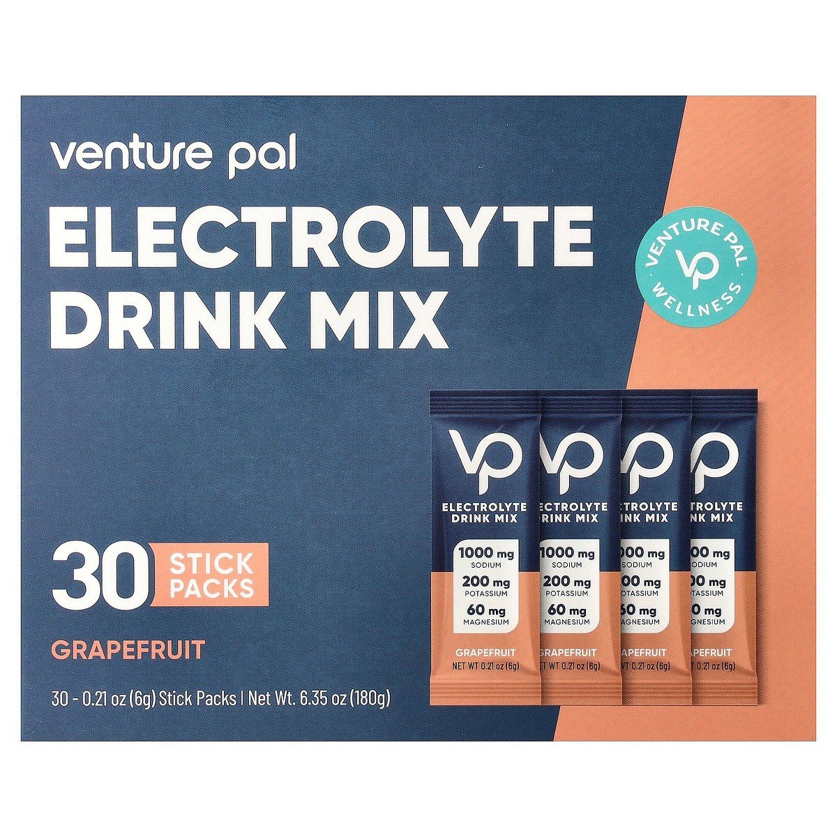GUEST_5e9d8155-7feb-462c-8553-39ae9713cc76.jpg Venture Pal Electrolyte Drink Mix, Grapefruit, 30 Stick Packs, 0.21 oz (6 g) Each - Image 1