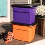 Sterilite 18 Gallon Orange Plastic Storage Container Bin Tote with Lid (16 Pack) - Image 3
