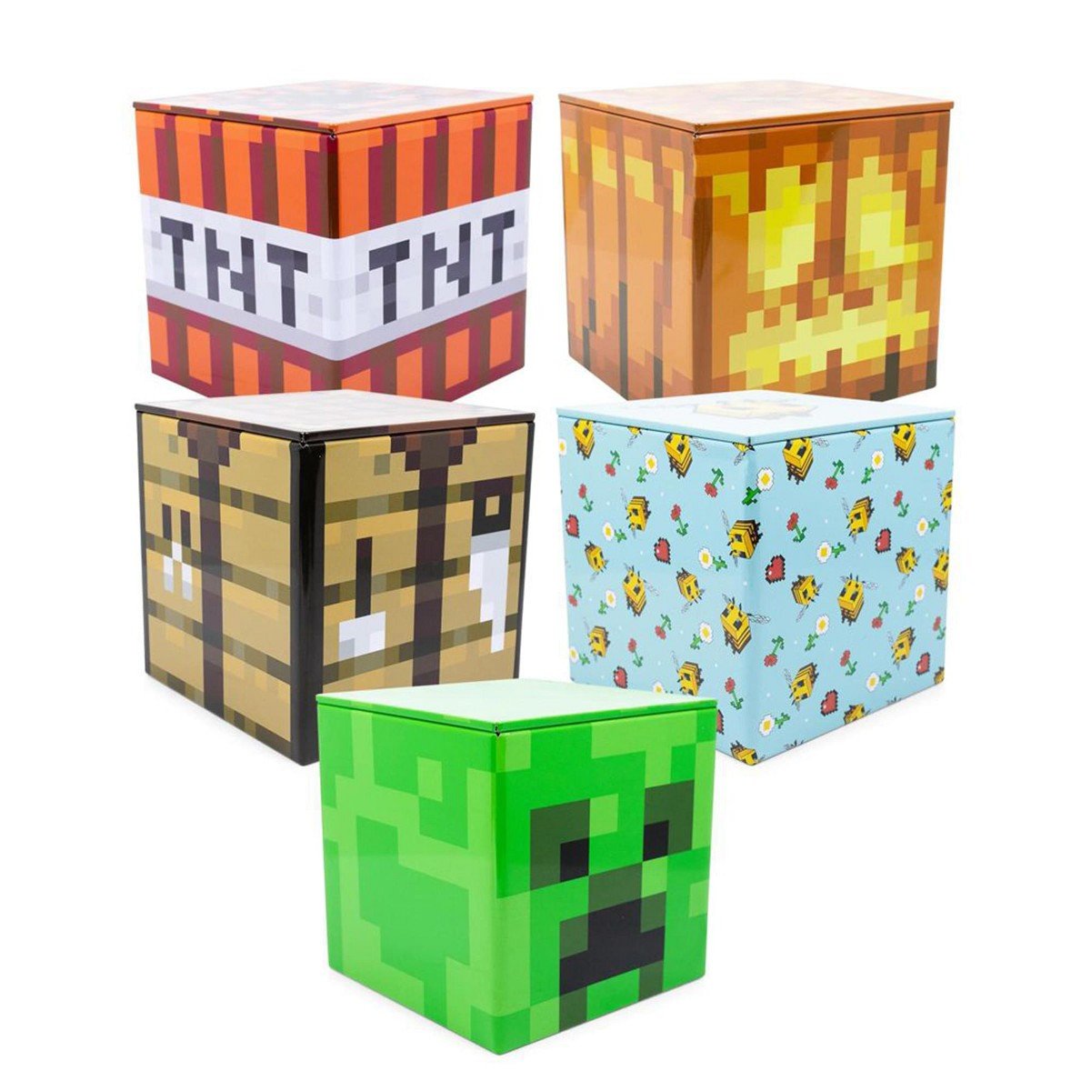 GUEST_5f3861fc-c8fa-467e-bfcd-85d629581bdf.jpg Ukonic Minecraft 5-Piece 4 Inch Tin Storage Box Bundle - Image 1
