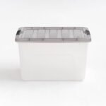 IRIS 40qt Stack and Pull Plastic Storage Bin: Clear, Portable, Nesting, Lidded, Snap Closure, Universal Storage