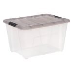 IRIS 53.5qt Stack and Pull Plastic Storage Bin: Clear, Lidded, Portable, Nesting, Universal Storage, 22"x16.5"x13.03"
