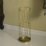 Vintiquewise Gold Round Vertical Design Umbrella Holder Stand for Indoor and Outdoor with Drip Water Tray - Image 4