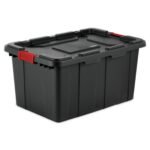 Sterilite 27 Gal Industrial Tote Stackable Storage Bin with Latching Lid, 4 Pack - Image 3