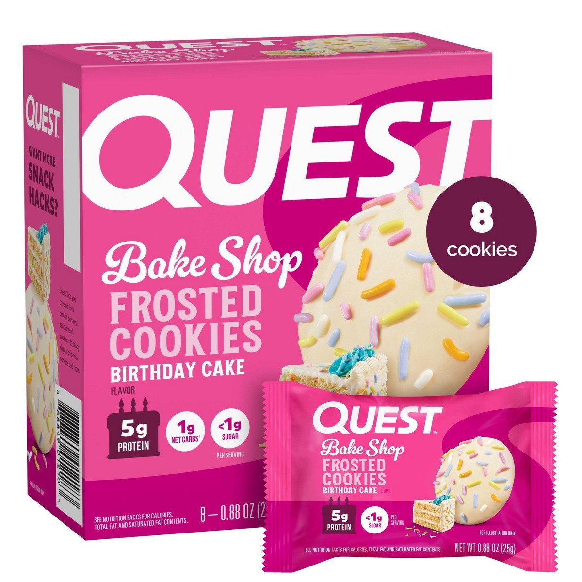 GUEST_5fbc203c-eaa9-41df-a7cd-c22ae302576a.jpg Quest Nutrition Bake Shop Birthday Cake Flavor Frosted Cookies - 5g Protein - 7.04oz/8ct - Image 1