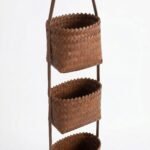 Alilang 3 Tier Hanging Wall Storage Basket Organizer Woven Style Vertical Storage for Bathroom Entryway, Coffee - Image 2