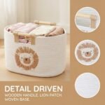 REGALWOVEN Shelf Closet Storage Basket with Wood Handles for Home Decor Lion 15*9.4*7.9in - Image 5