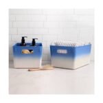 Isaac Jacobs 2pk 7"x8.11" Decorative Storage Ombre Bin Blue - Image 2