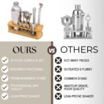 Cocktail Shaker Set Bartender Kit with Stylish Bamboo Stand 16 Piece Barware Mixing Tools, Bartending Kit Gift Set For Home Bar Party, Stainless Steel - Image 4