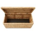 Casafield 36" Storage Trunk with Curved Lid, Safety Hinge - Natural, Water Hyacinth Wicker Storage Chest Basket for Bedroom, Entry Way, Living Room - Image 5