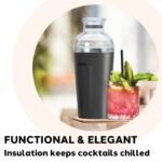 Oggi 17oz Groove Cocktail Shaker Black: Stainless Steel & Plastic, 9" Height, 17oz Capacity, Hand Wash - Image 5