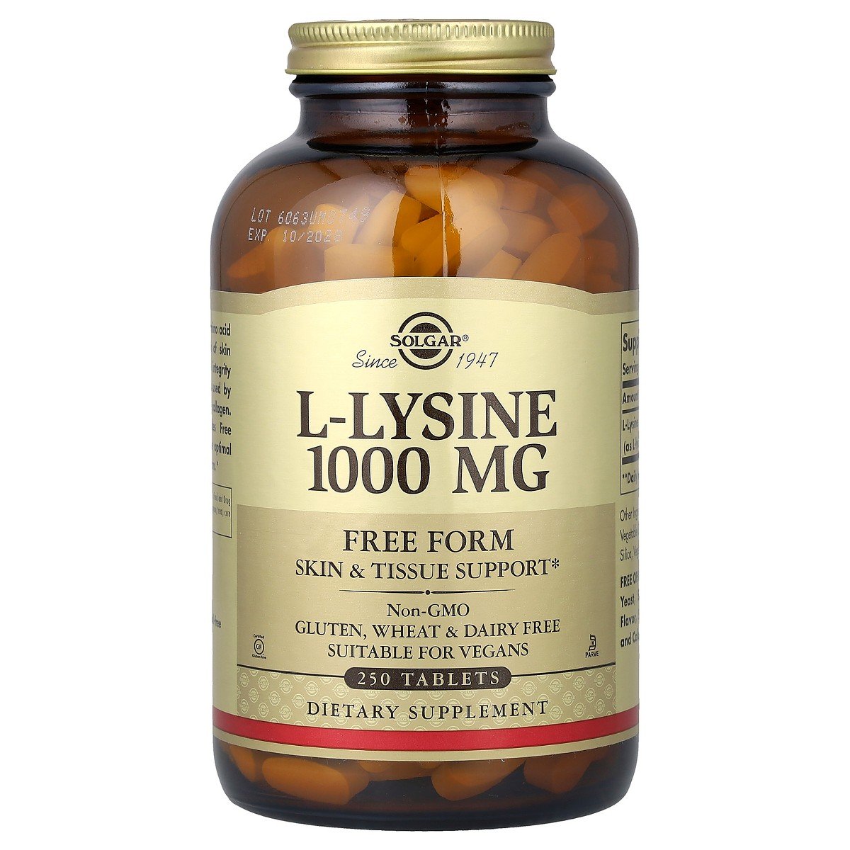GUEST_6292c05c-0d5d-4265-812d-68f5675c37ba.jpg Solgar L-Lysine, Free Form, 1,000 mg, 250 Tablets - Image 1