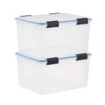 IRIS 4pk 44qt Plastic Storage Bins with Sealed Lids Clear Gasket Box Airtight Containers - Image 2