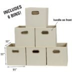 Household Essentials Fabric Decorative Storage Bins 6 Piece Set, Natural - Image 3