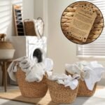 Casafield Set of 3 Water Hyacinth Boat Baskets with Handles - Natural, Woven Storage Organizers for Blankets, Laundry, Bathroom, Bedroom, Living Room - Image 2