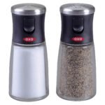 OXO Salt and Pepper Shaker Set: Aluminum & Stainless Steel, Black, Hand Wash, 2-Piece Tableware - Image 2