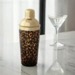 Storied Home 20-Ounce Confetti Glass Cocktail Shaker with Stainless Steel Top, Tortoise Shell & Gold - Image 3